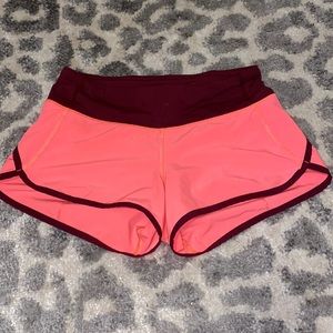 Lululemon speed up shorts hot pink and maroon 2 || Rare || 2000’s Lululemon
